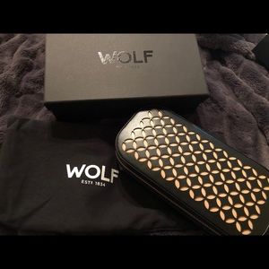 WOLF black leather jewelry box NEW